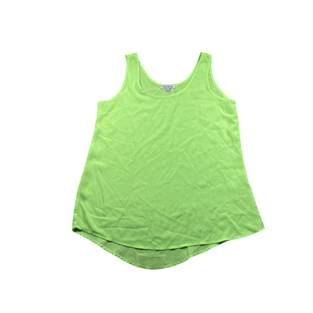 Active USA Medium Neon Green Racerback Tank Top Sleeveless Athletic Blouse
